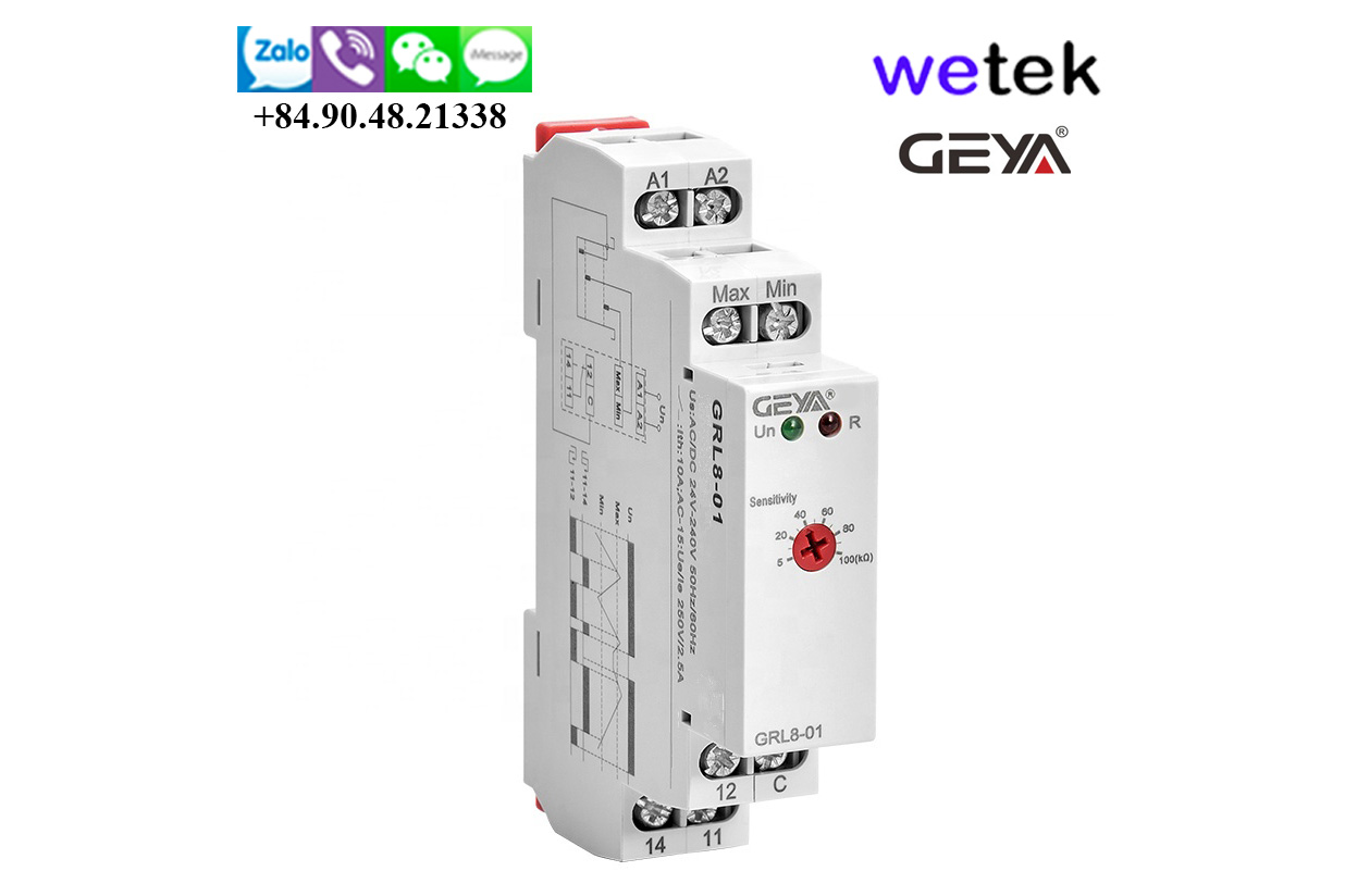 Geya GRL8-01 Relay mức nước 3 que, floatless, có chỉnh mức điện trở