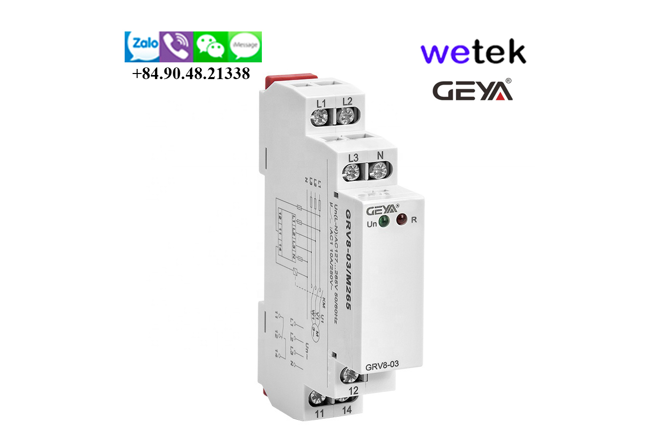 Geya GRV8-03D Relay điện áp 3P+N, bảo vệ pha (mất pha, ngược pha)