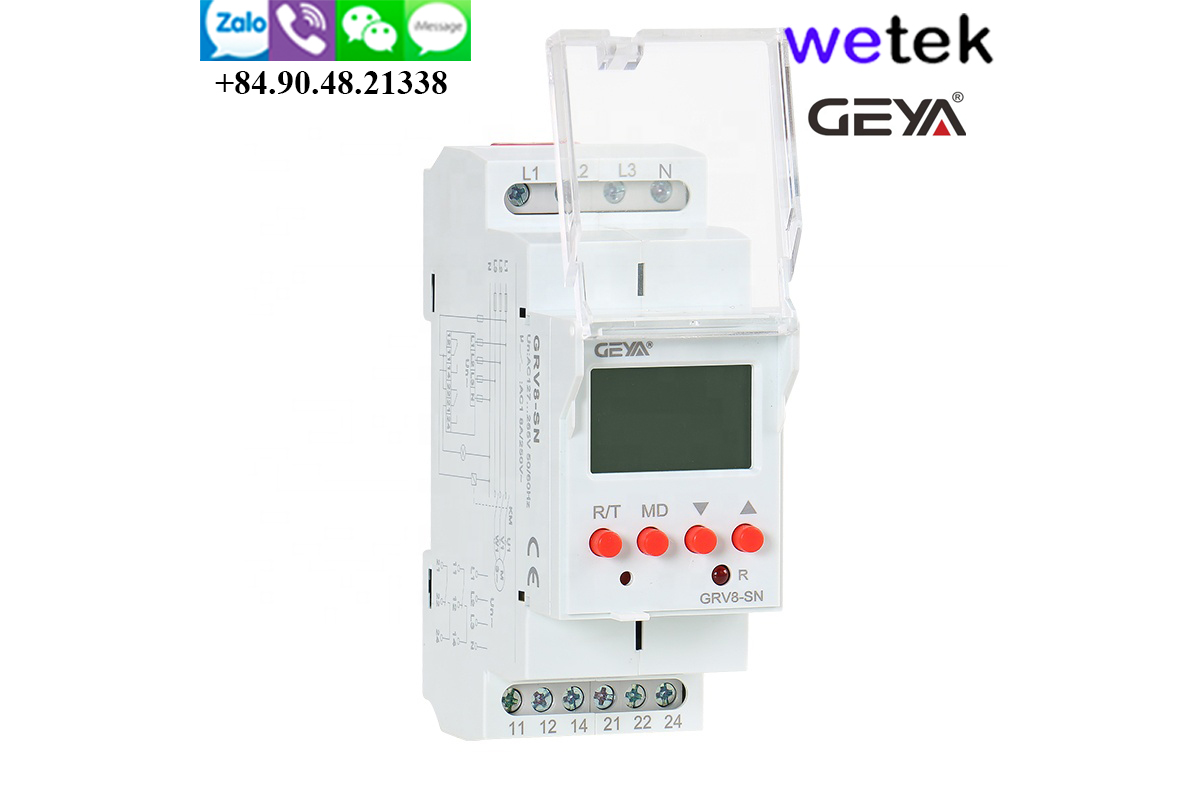 Geya GRV8-SN Relay điện áp 3 pha, điện tử, màn LCD