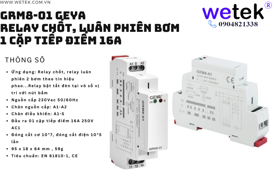 Rơ le chốt luân phiên GRM8-01 A230 Geya Rẻ nhất thị trường lại Siêu ổn định