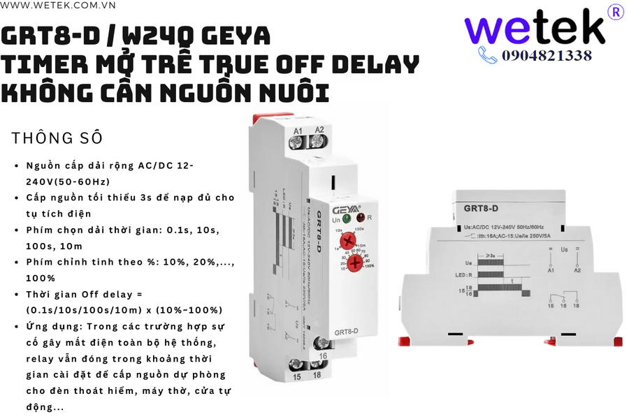 GRT8-D W240 true off delay mở chậm kiểu cắt nguồn cấp