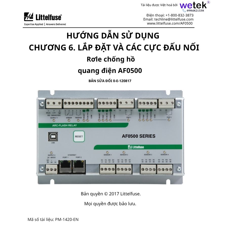 AF0500 Hướng dẫn sử dụng (Chương 6) Relay bảo vệ hồ quang
