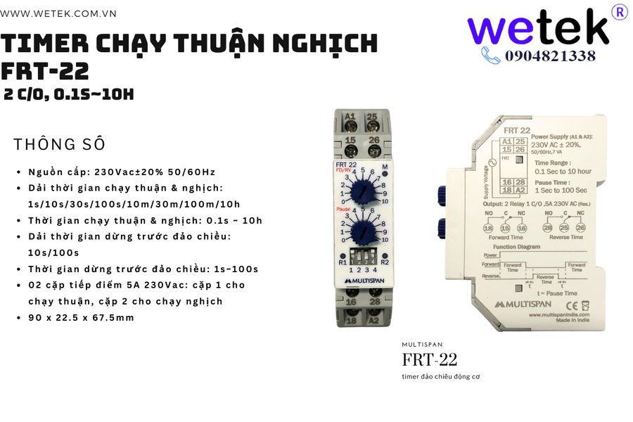 Mutispan FRT-22, Timer đảo chiều thuận nghịch động cơ, kiểu module nhỏ gọn