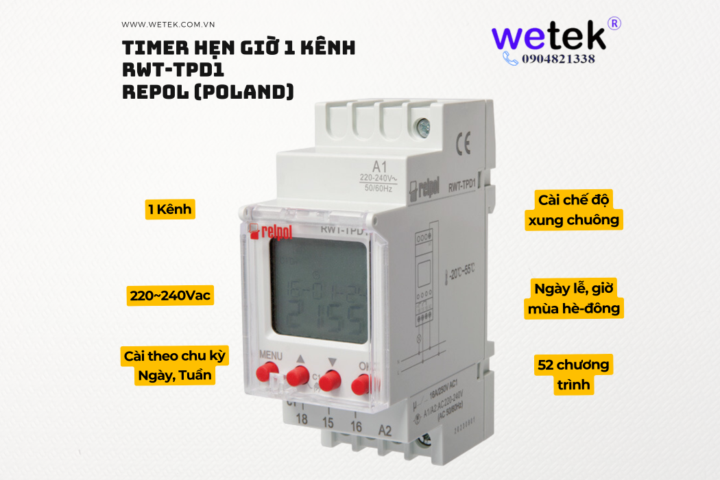 Timer 1 kênh RWT-TPD1 Relpol